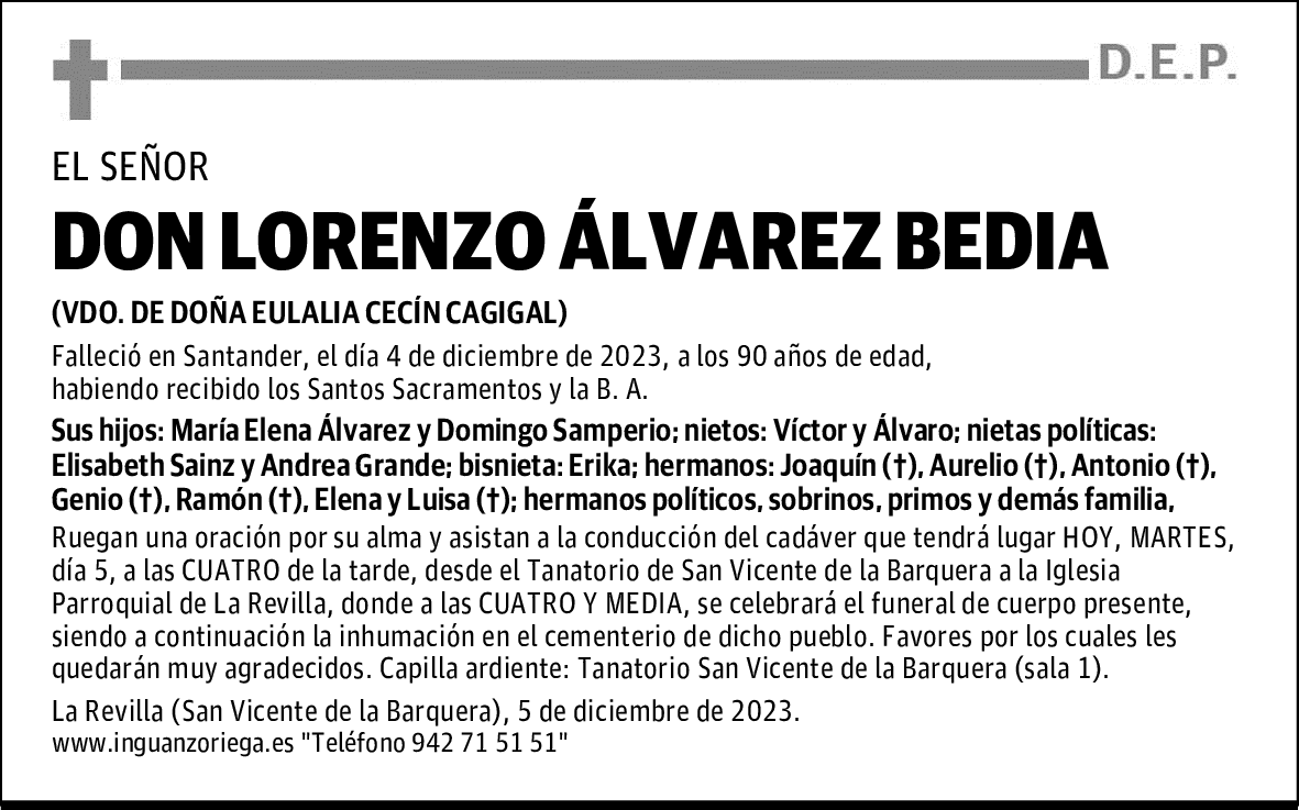 DON LORENZO ÁLVAREZ BEDIA