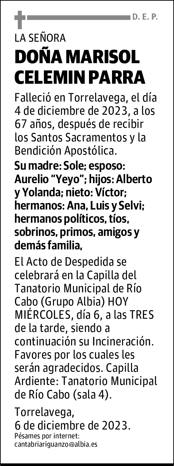 DOÑA MARISOL CELEMIN PARRA