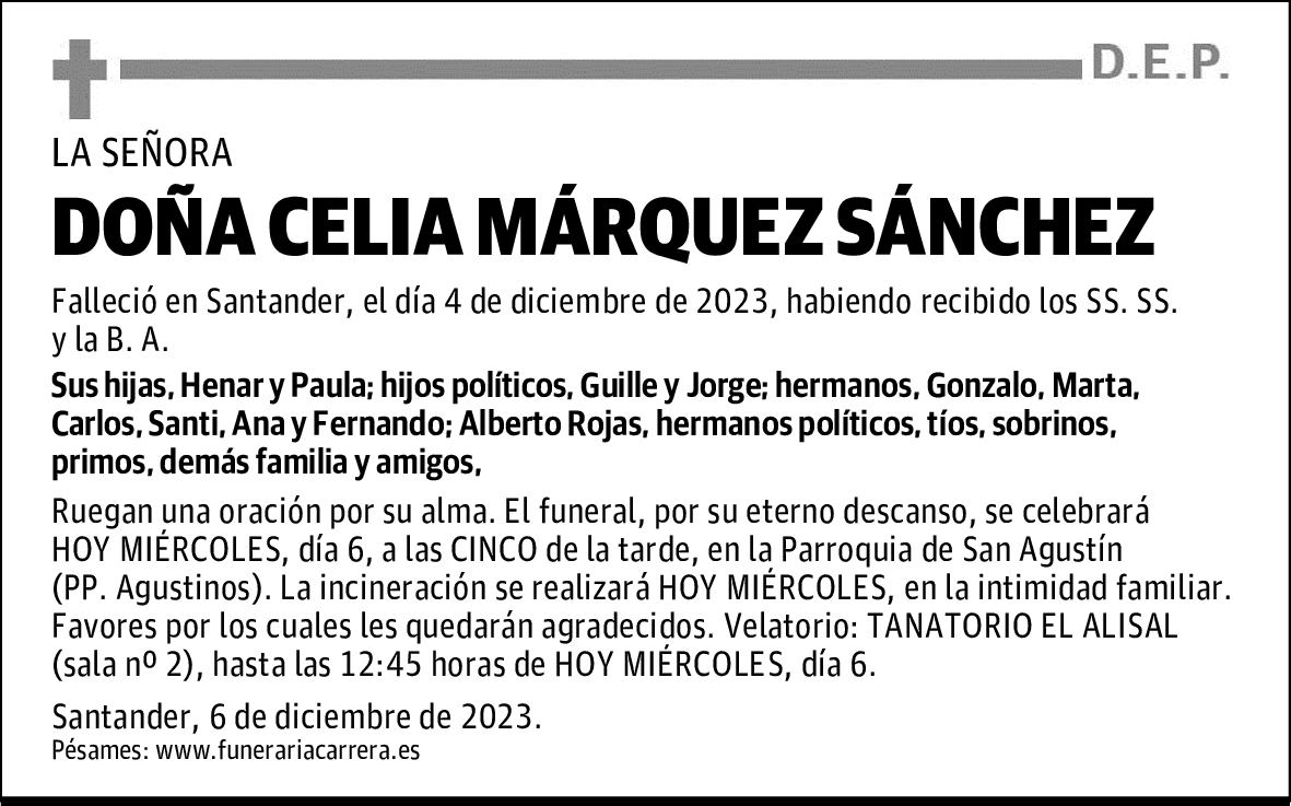 DOÑA CELIA MÁRQUEZ SÁNCHEZ
