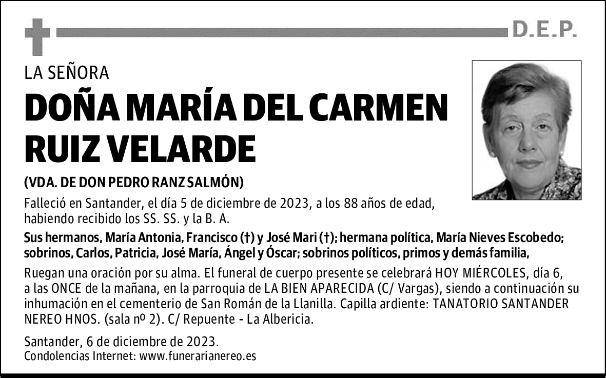 DOÑA MARÍA DEL CARMEN RUIZ VELARDE