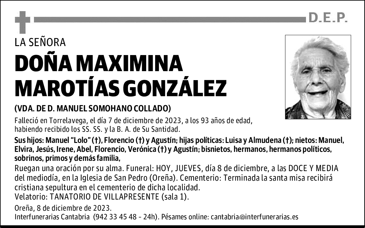 DOÑA MAXIMINA MAROTÍAS GONZÁLEZ