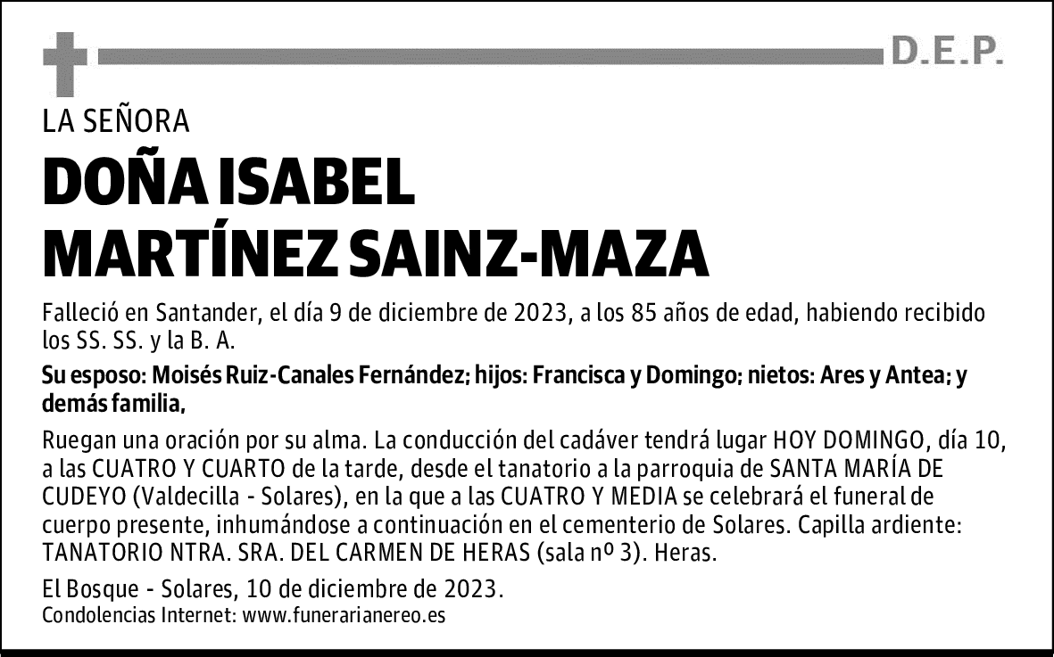 DOÑA ISABEL MARTÍNEZ SAINZ-MAZA