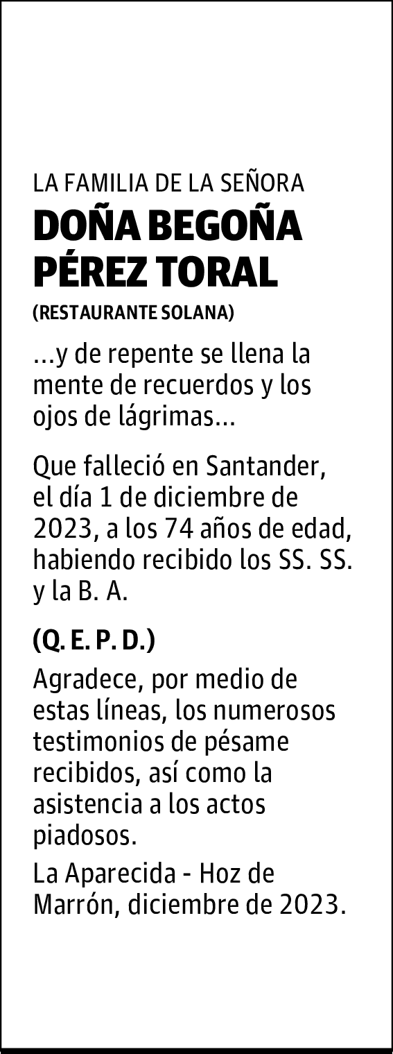 DOÑA BEGOÑA PÉREZ TORAL