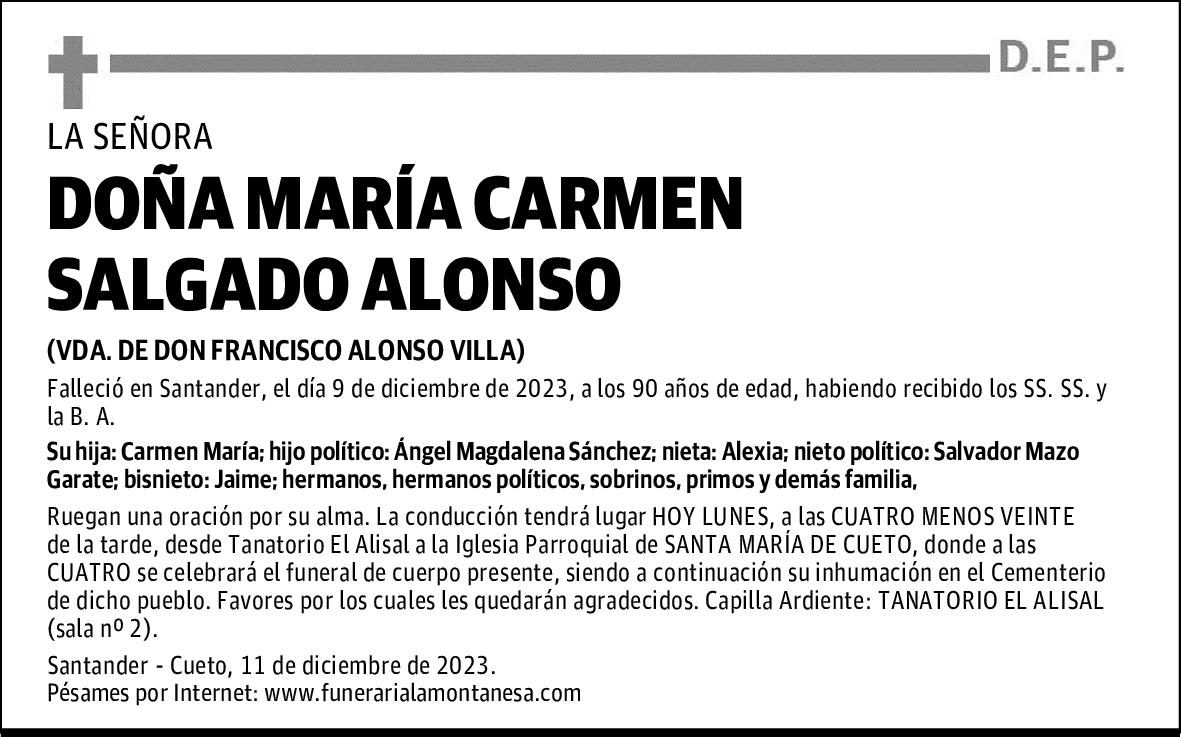 DOÑA MARÍA CARMEN SALGADO ALONSO