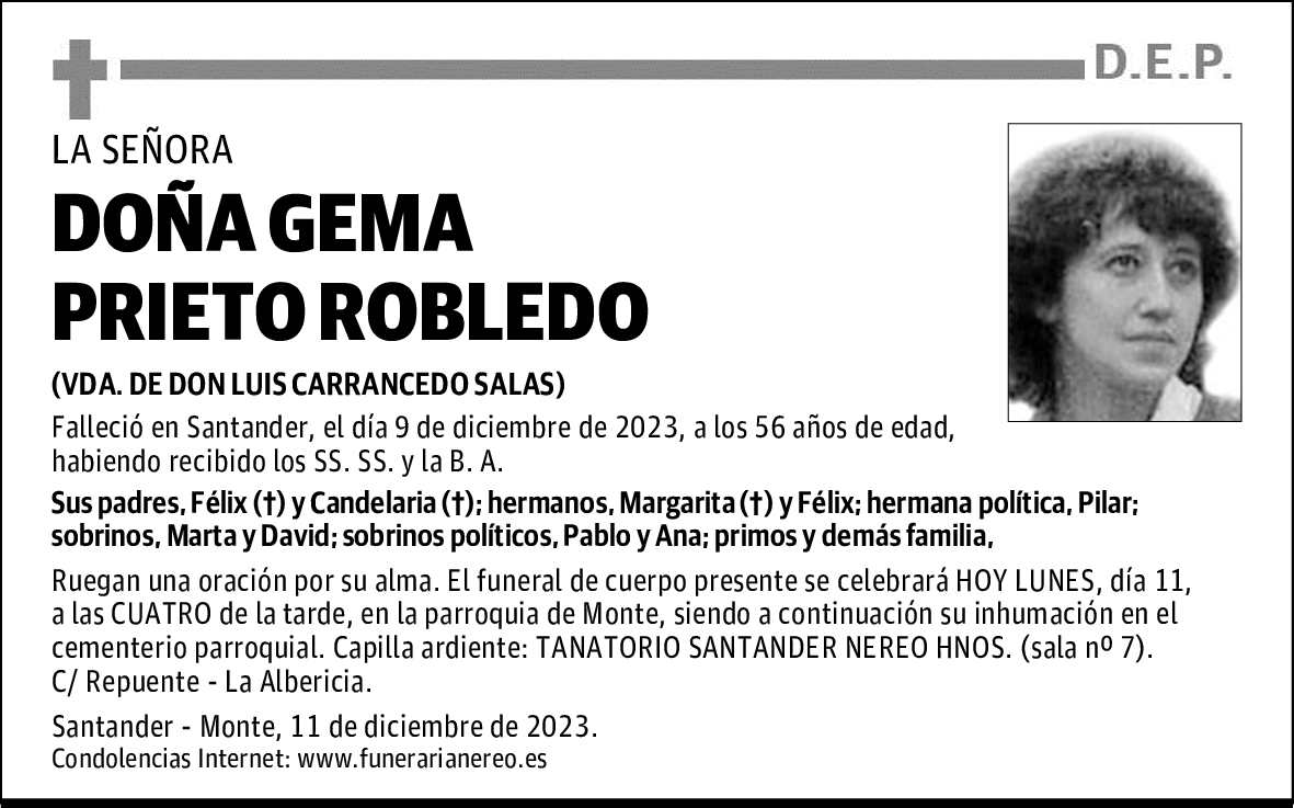 DOÑA GEMA PRIETO ROBLEDO