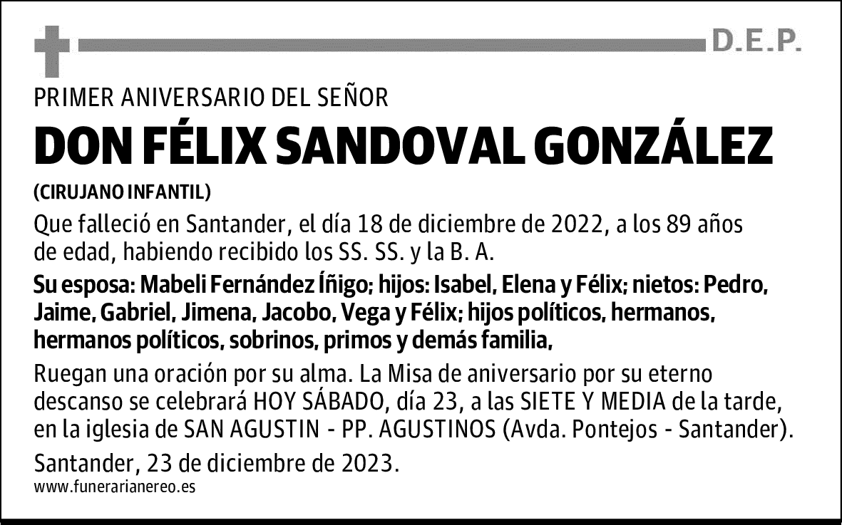 DON FÉLIX SANDOVAL GONZÁLEZ