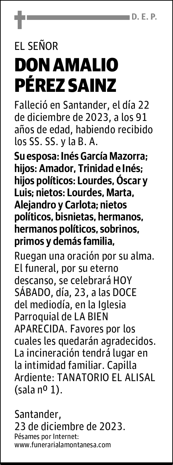 DON AMALIO PÉREZ SAINZ