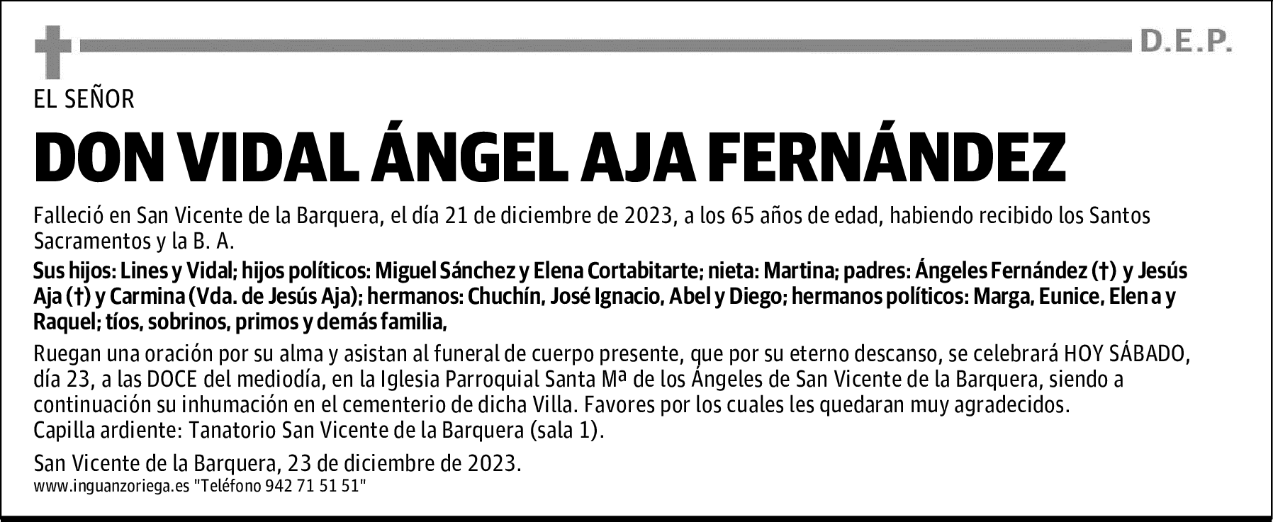 DON VIDAL ÁNGEL AJA FERNÁNDEZ