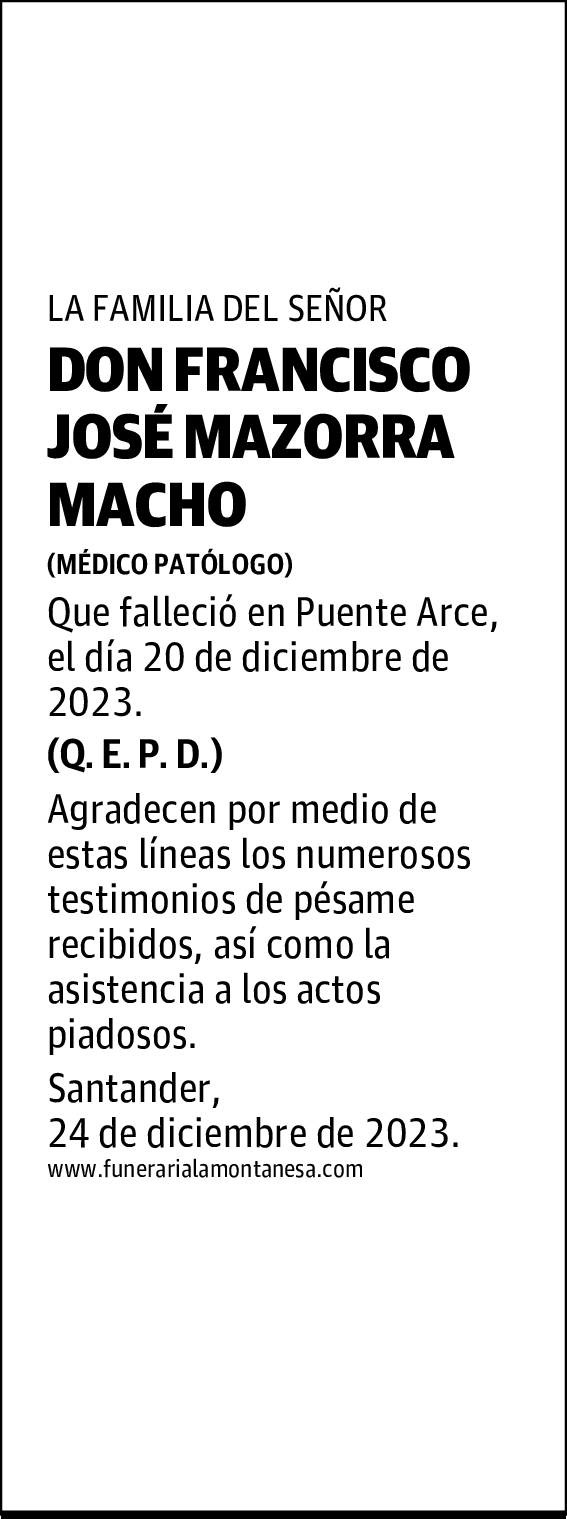 DON FRANCISCO JOSÉ MAZORRA MACHO