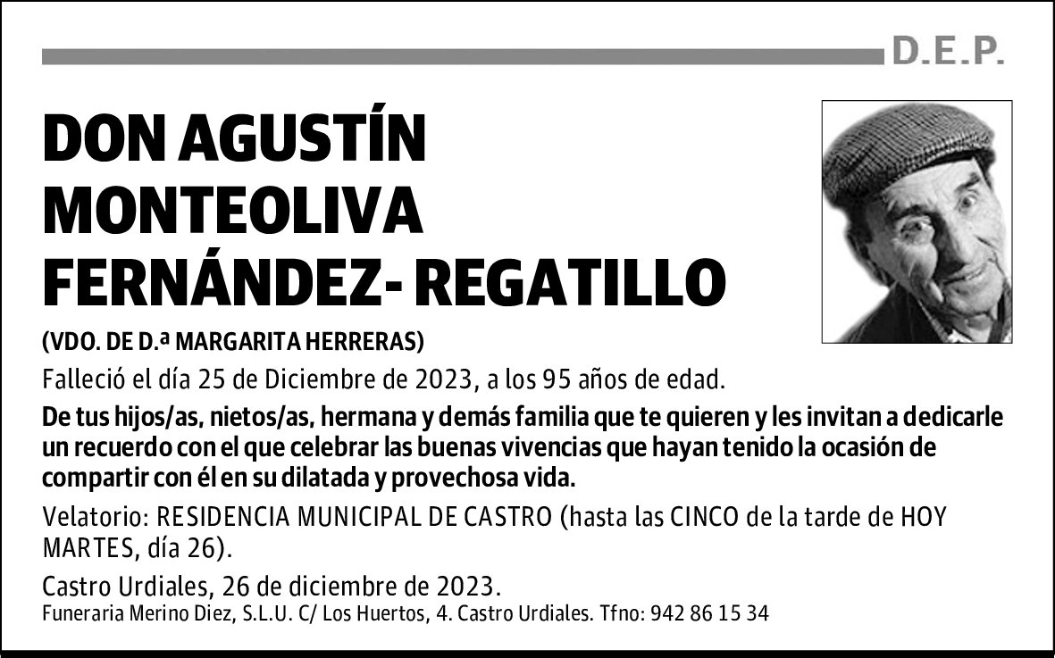 DON AGUSTÍN MONTEOLIVA FERNÁNDEZ- REGATILLO