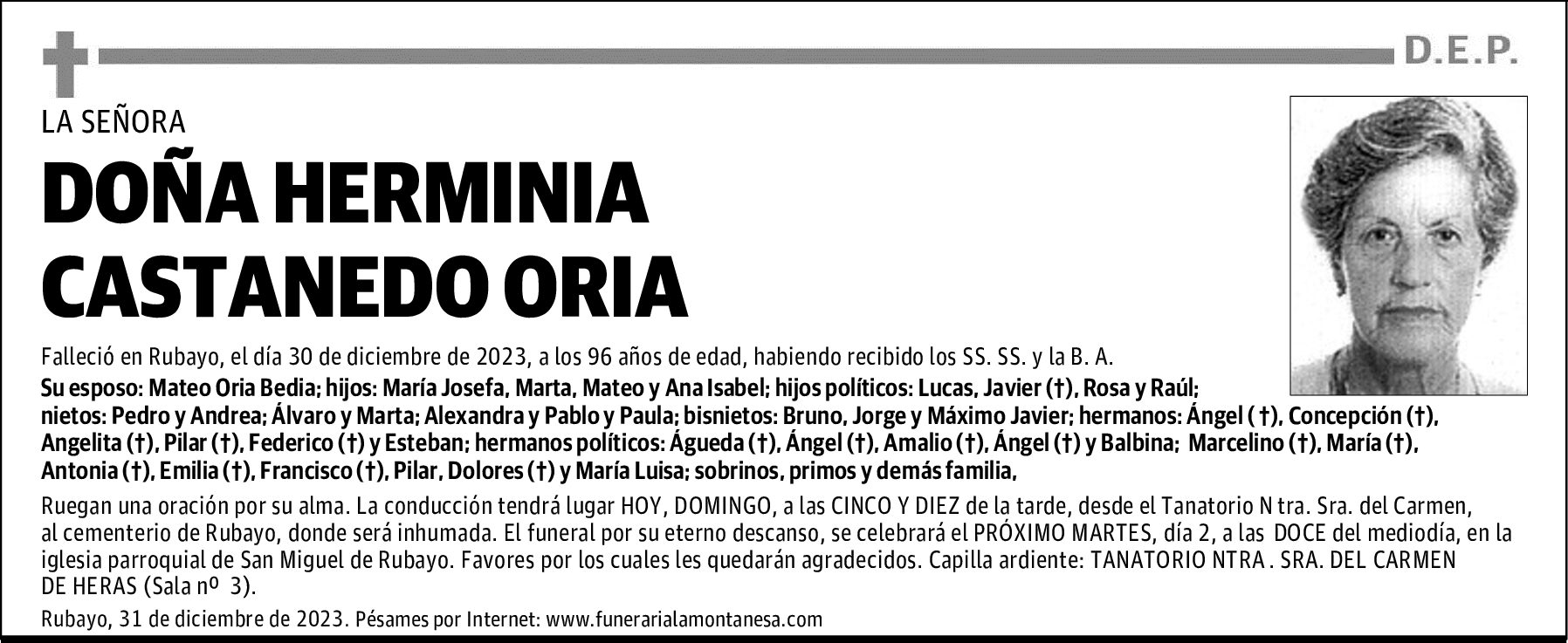 DOÑA HERMINIA CASTANEDO ORIA