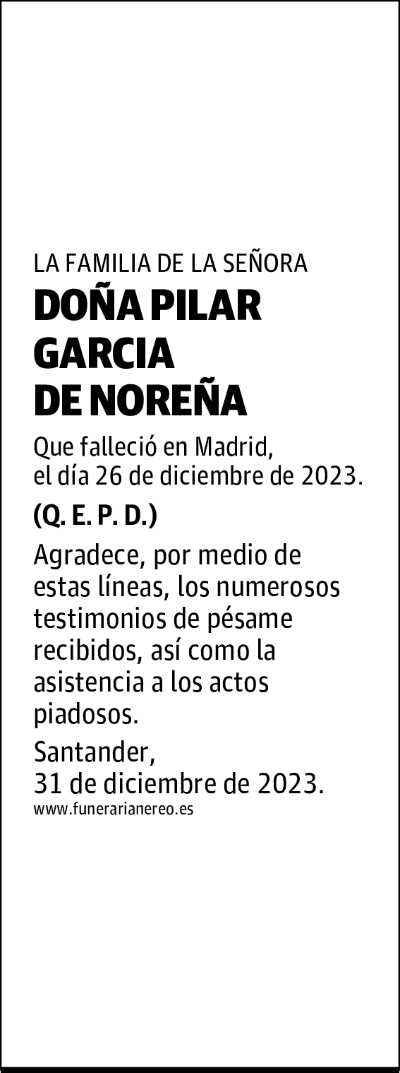 DOÑA PILAR GARCIA DE NOREÑA