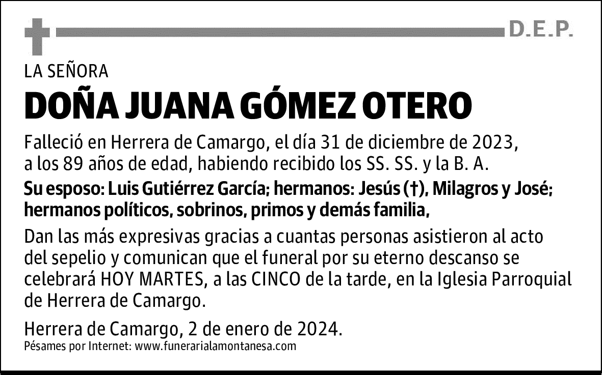 DOÑA JUANA GÓMEZ OTERO