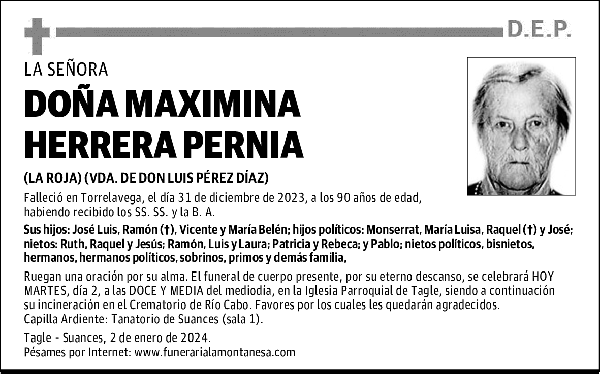 DOÑA MAXIMINA HERRERA PERNIA