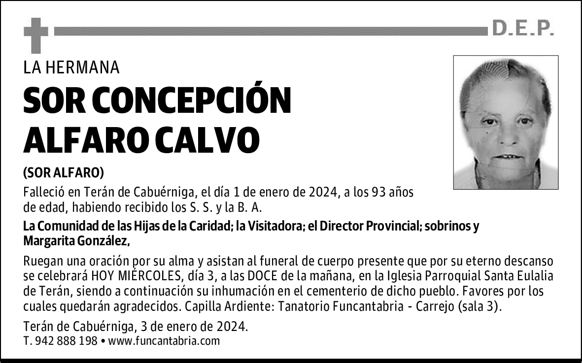 SOR CONCEPCIÓN ALFARO CALVO
