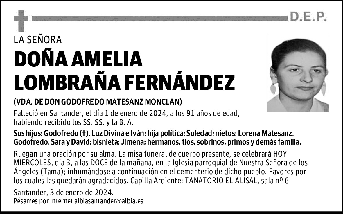 DOÑA AMELIA LOMBRAÑA FERNÁNDEZ