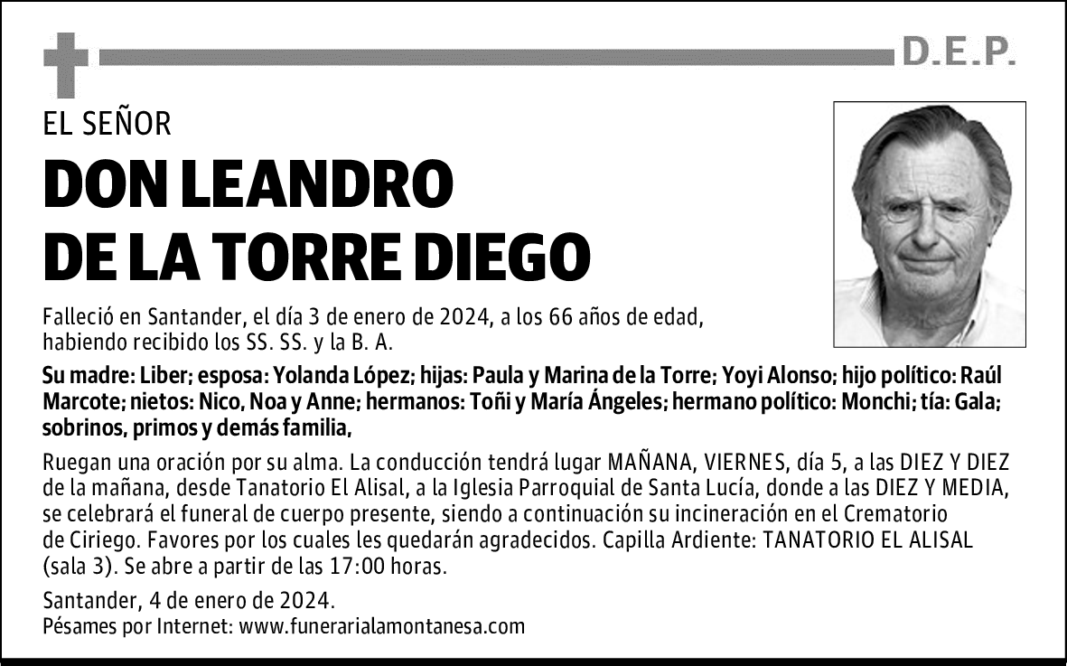 DON LEANDRO DE LA TORRE DIEGO