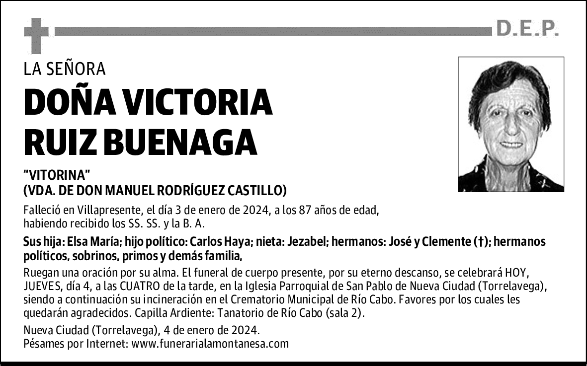 DOÑA VICTORIA RUIZ BUENAGA