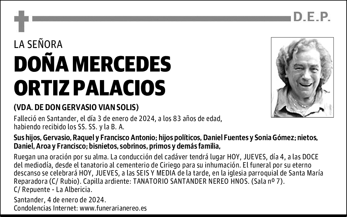 DOÑA MERCEDES ORTIZ PALACIOS