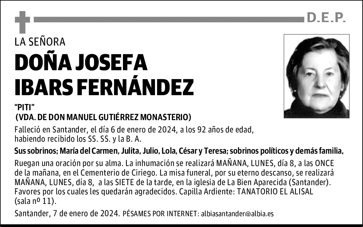 DOÑA JOSEFA IBARS FERNÁNDEZ