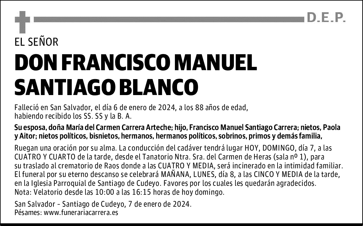 DON FRANCISCO MANUEL SANTIAGO BLANCO