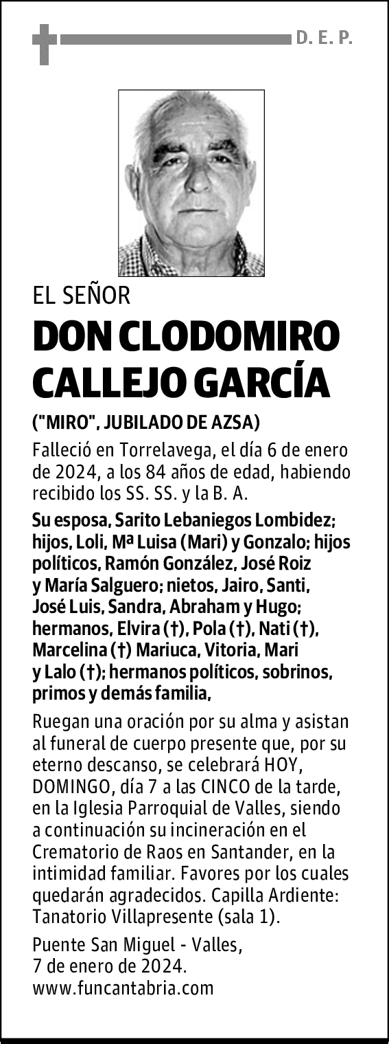 DON CLODOMIRO CALLEJO GARCÍA