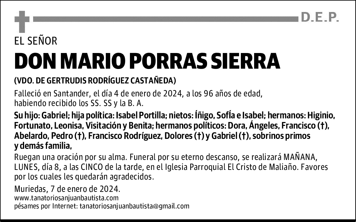 DON MARIO PORRAS SIERRA