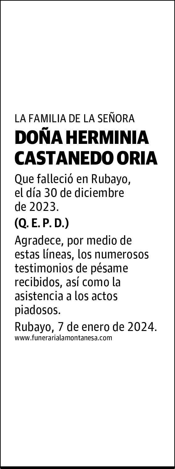 DOÑA HERMINIA CASTANEDO ORIA