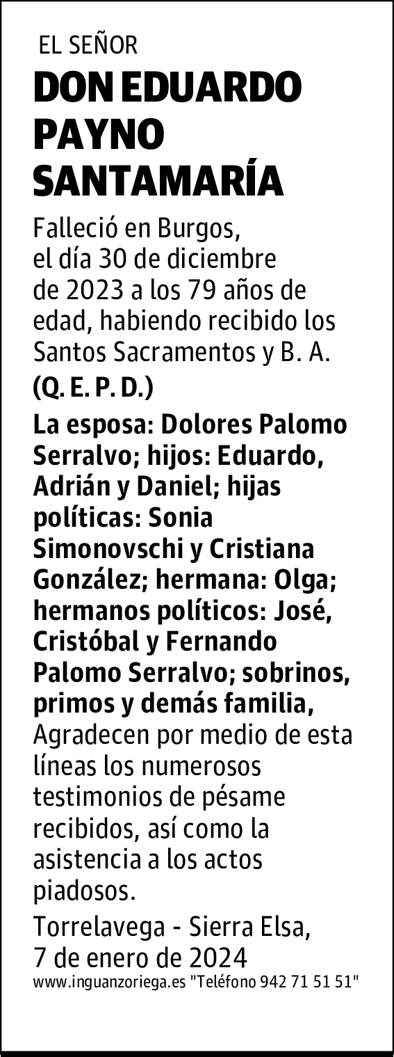 DON EDUARDO PAYNO SANTAMARÍA
