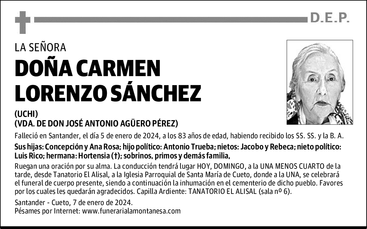 DOÑA CARMEN LORENZO SÁNCHEZ