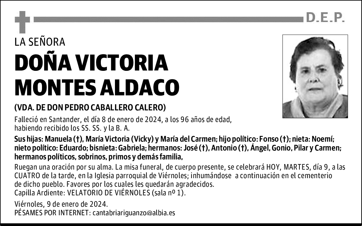 DOÑA VICTORIA MONTES ALDACO