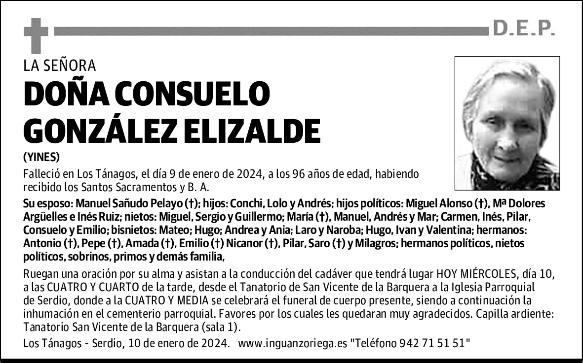 DOÑA CONSUELO GONZÁLEZ ELIZALDE