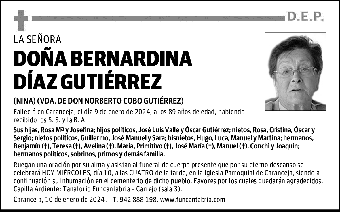 DOÑA BERNARDINA DÍAZ GUTIÉRREZ