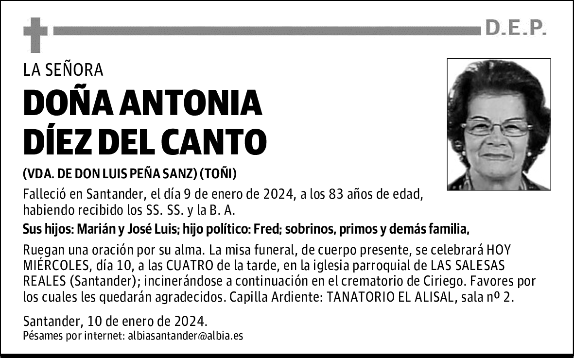 DOÑA ANTONIA DÍEZ DEL CANTO