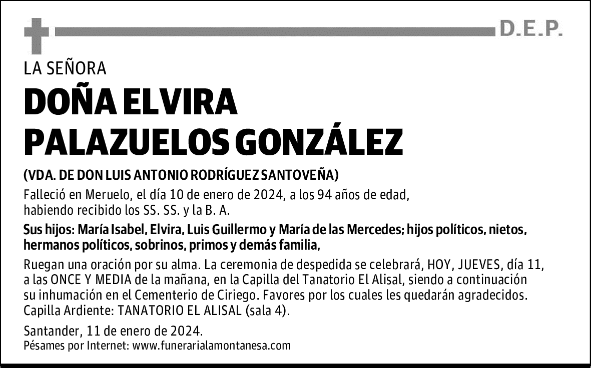 DOÑA ELVIRA PALAZUELOS GONZÁLEZ