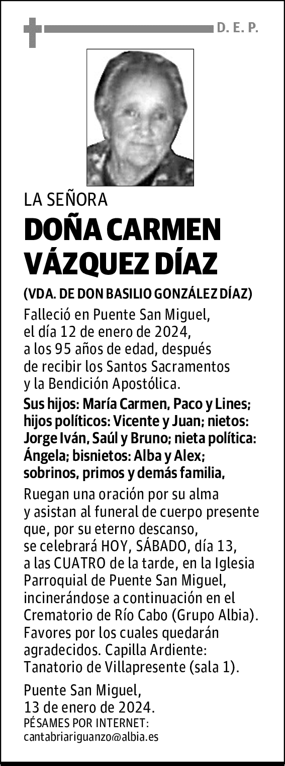 DOÑA CARMEN VÁZQUEZ DÍAZ