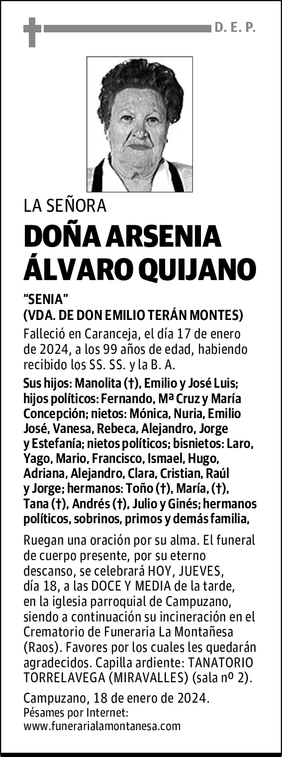 DOÑA ARSENIA ÁLVARO QUIJANO