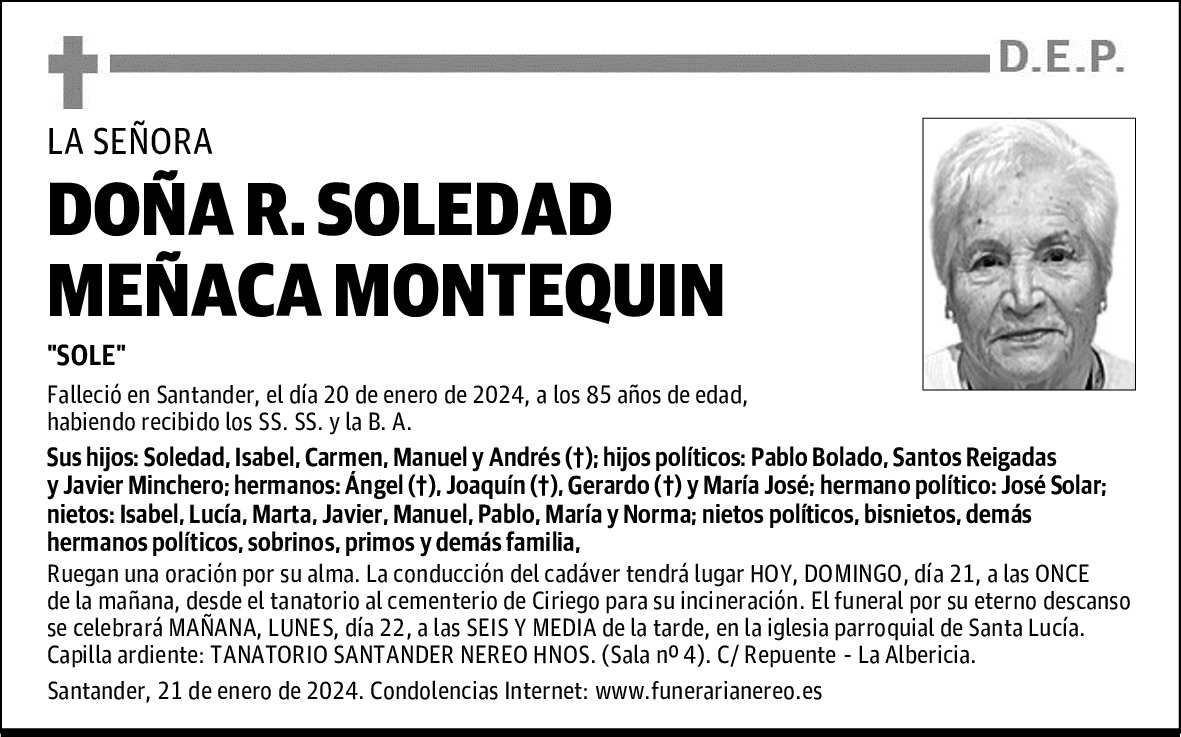 DOÑA R. SOLEDAD MEÑACA MONTEQUIN