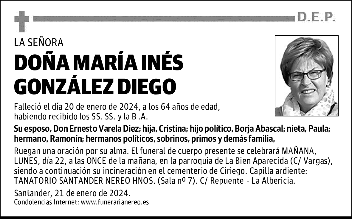 DOÑA MARÍA INÉS GONZÁLEZ DIEGO