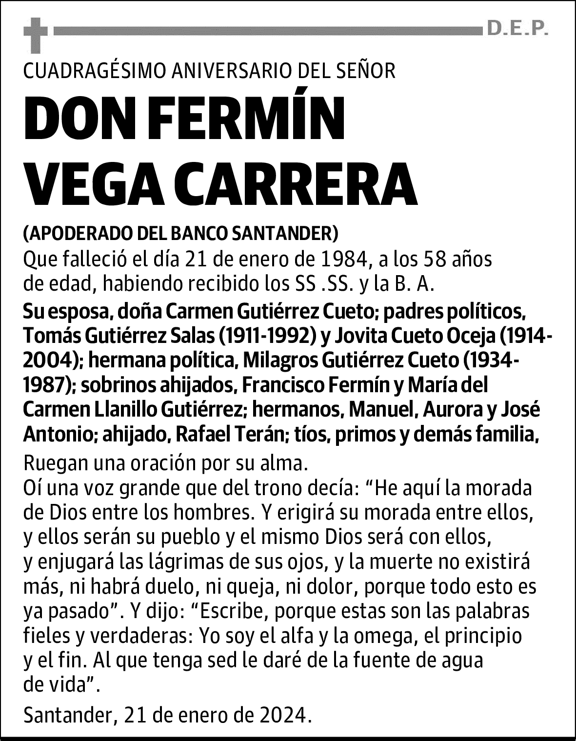 DON FERMÍN VEGA CARRERA