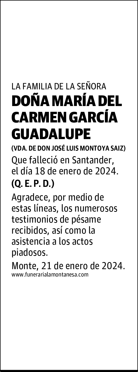 DOÑA MARÍA DEL CARMEN GARCÍA GUADALUPE