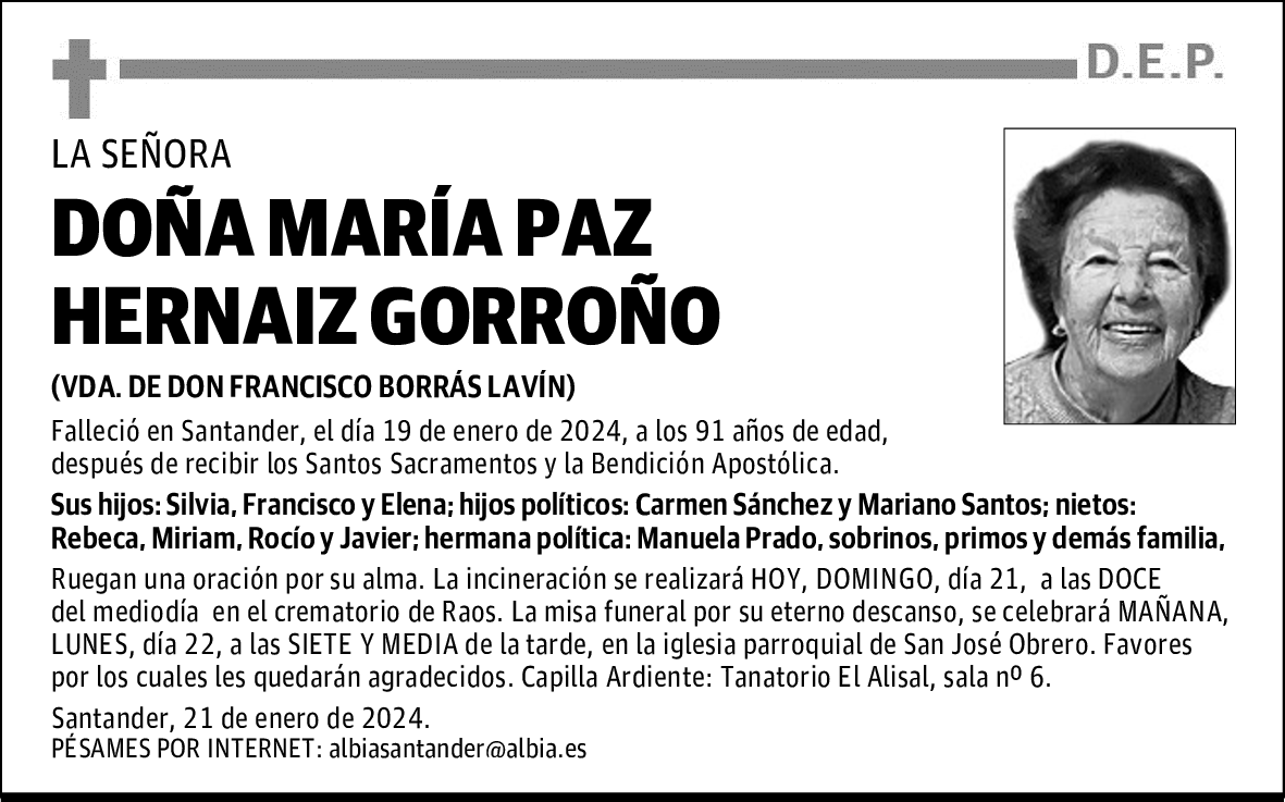 DOÑA MARÍA PAZ HERNAIZ GORROÑO