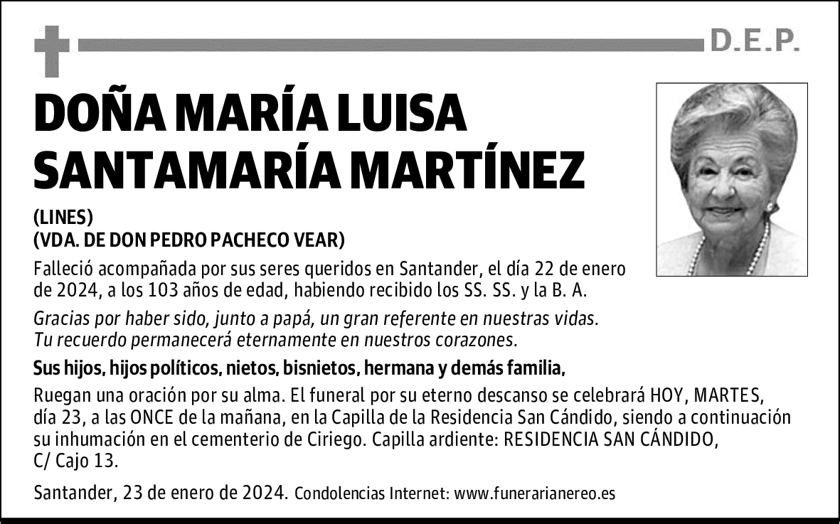 DOÑA MARÍA LUISA SANTAMARÍA MARTÍNEZ