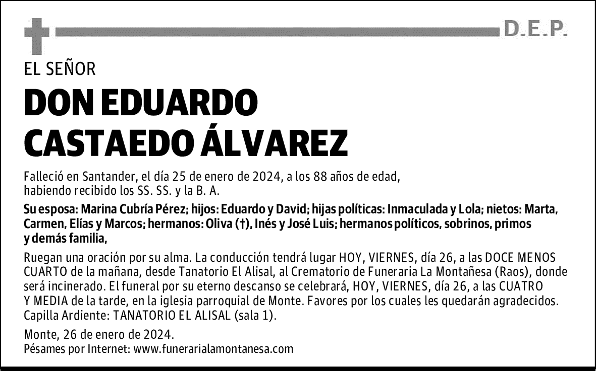 DON EDUARDO CASTAEDO ÁLVAREZ