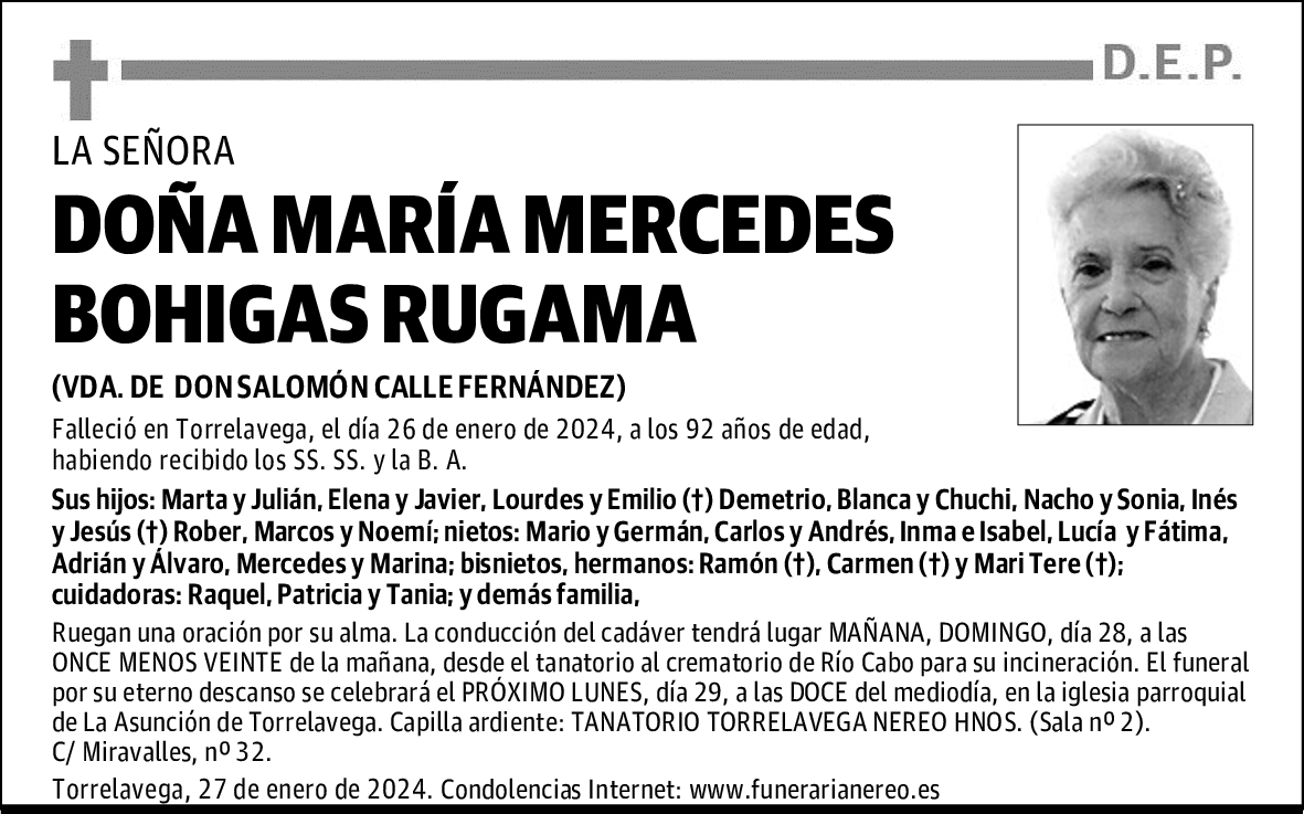 DOÑA MARÍA MERCEDES BOHIGAS RUGAMA
