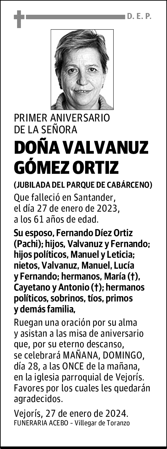 DOÑA VALVANUZ GÓMEZ ORTIZ