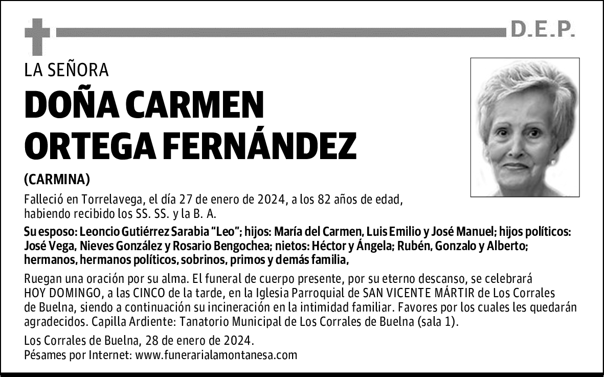 DOÑA CARMEN ORTEGA FERNÁNDEZ