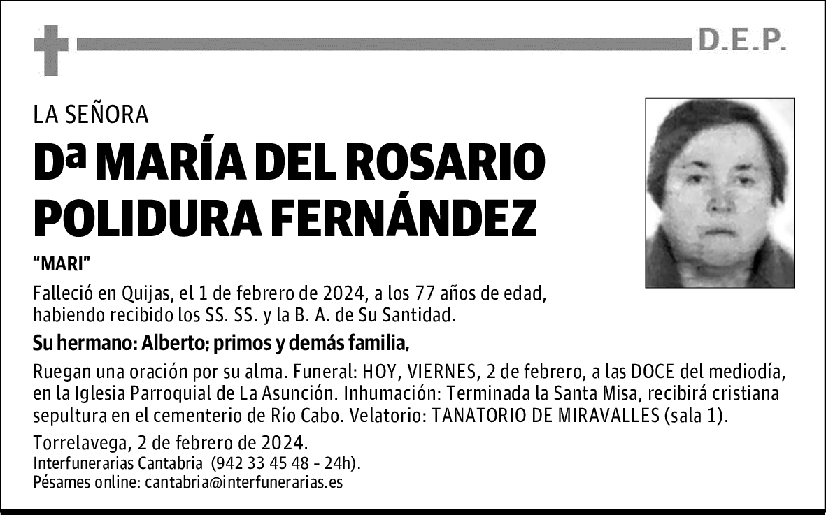 DOÑA MARÍA DEL ROSARIO POLIDURA FERNÁNDEZ