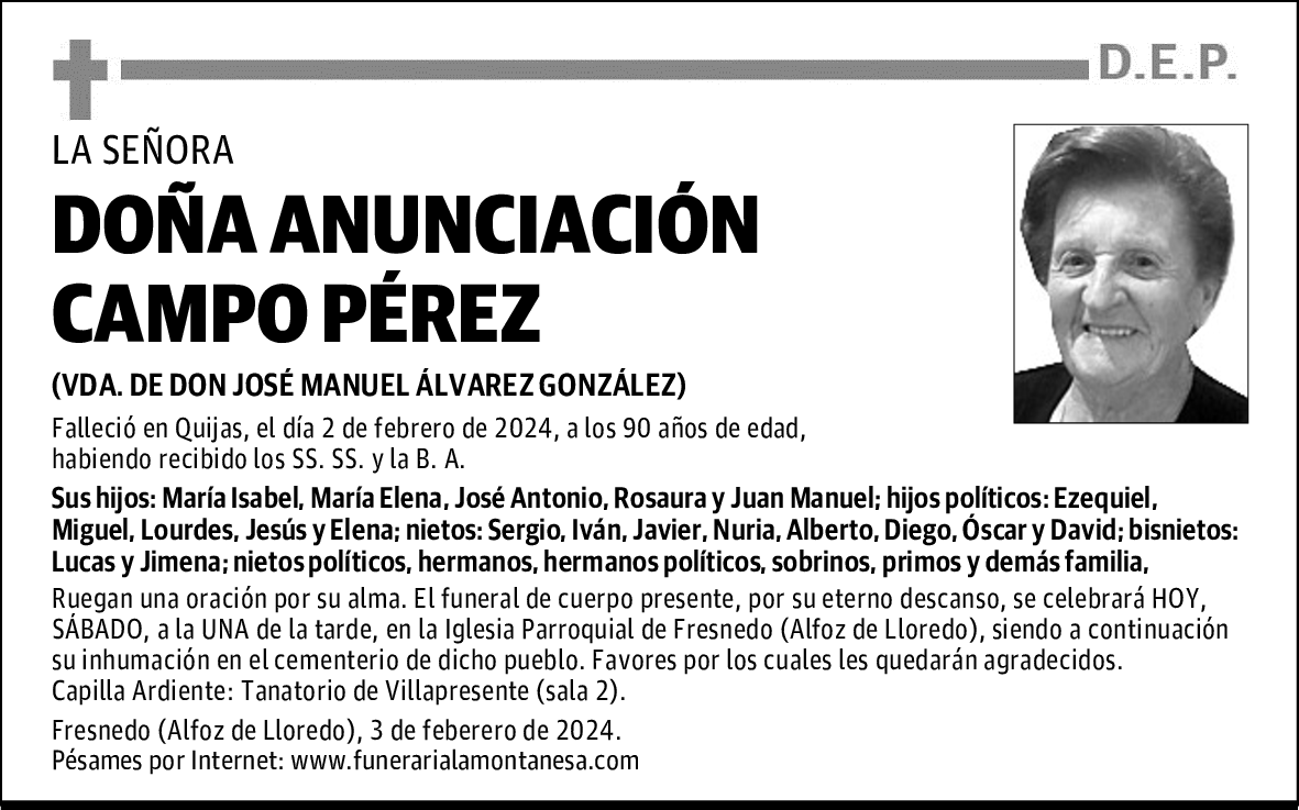DOÑA ANUNCIACIÓN CAMPO PÉREZ
