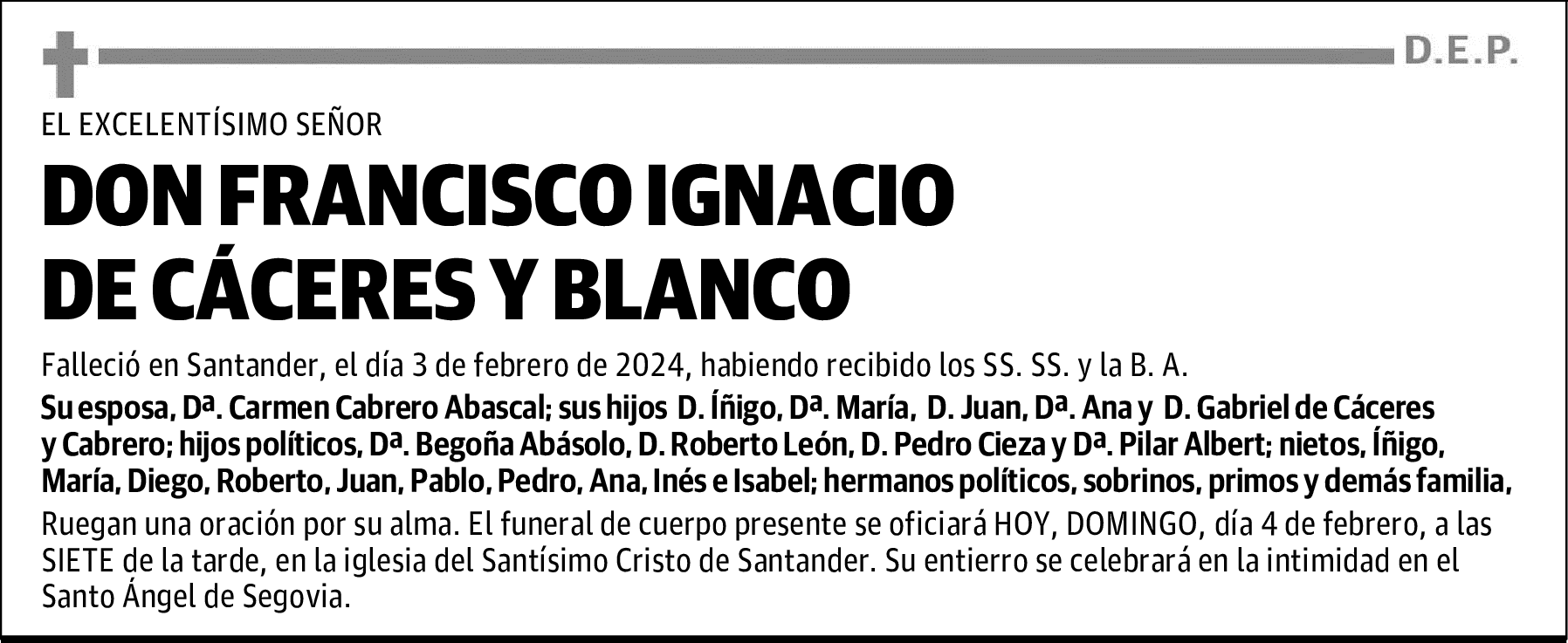DON FRANCISCO IGNACIO DE CÁCERES Y BLANCO